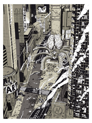 Illustration for article titled Celebrate the destruction of New York City with this crazy giant monster art